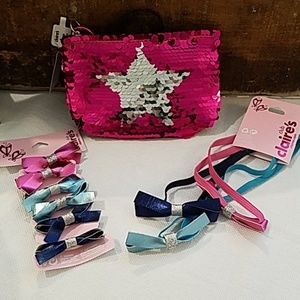NWT Claire's Coin Purse, Headbands & Bow Hair Ties